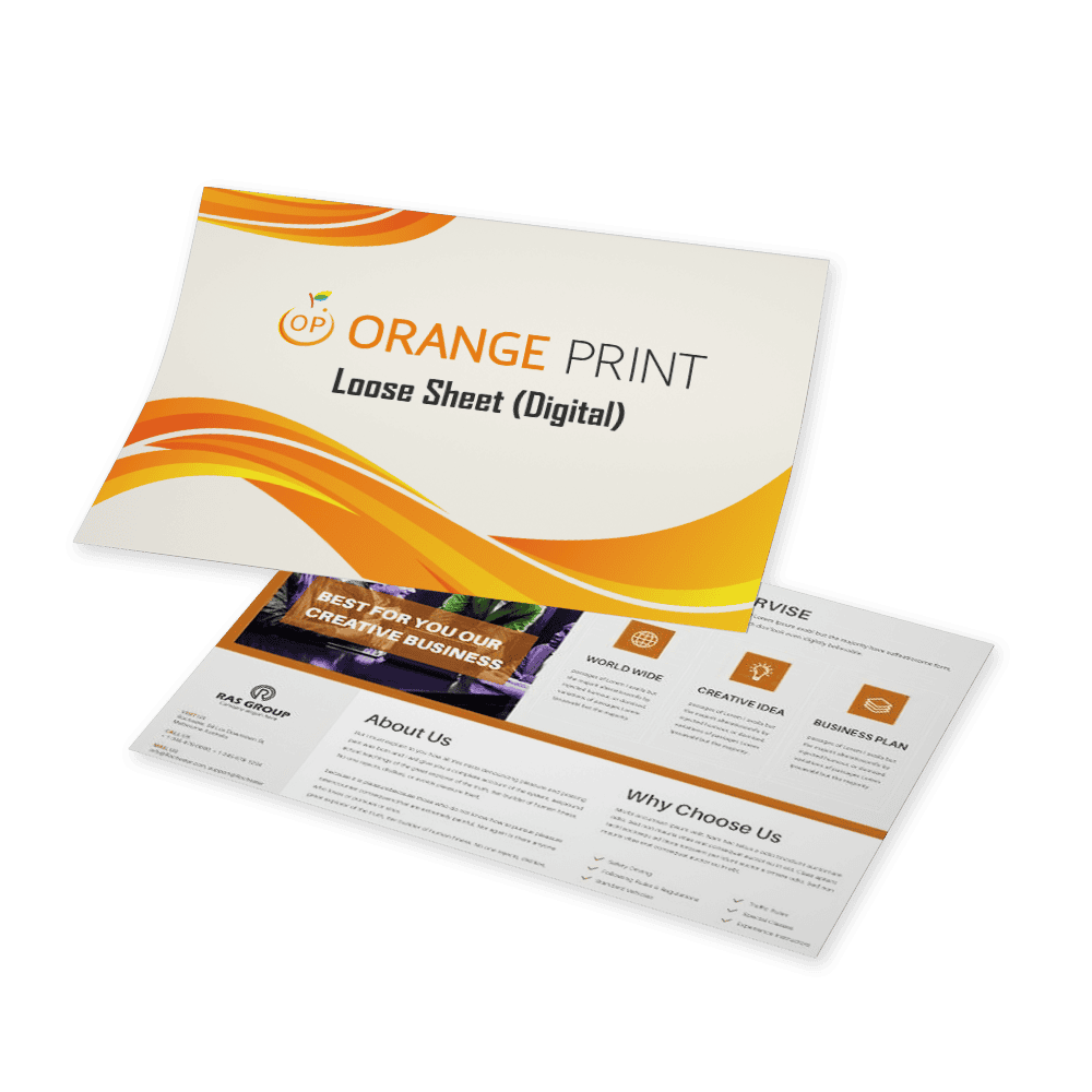 Digital loose sheet for printing by Orange Print Singapore, full-color design.