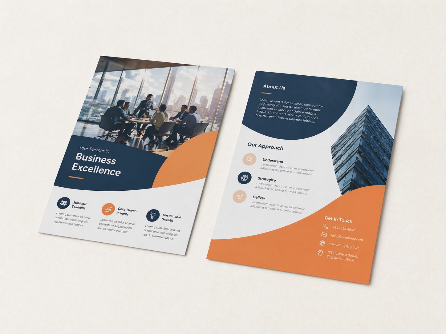 Front and back view of a double-sided printed flyer