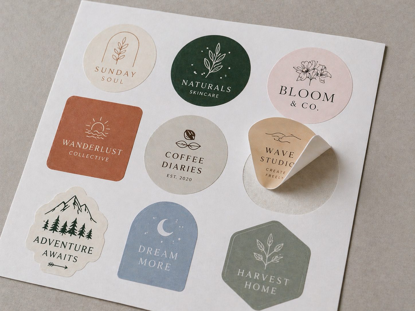 Kiss-cut sticker sheet with one sticker partially peeled from backing