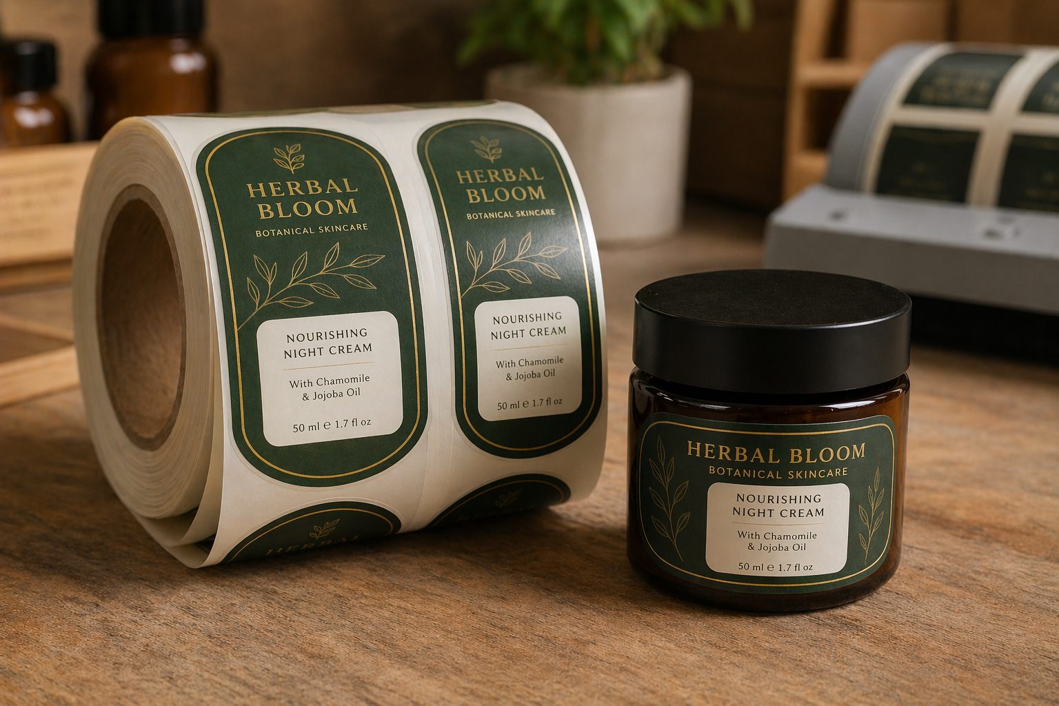 Roll of printed product labels for small businesses in Singapore