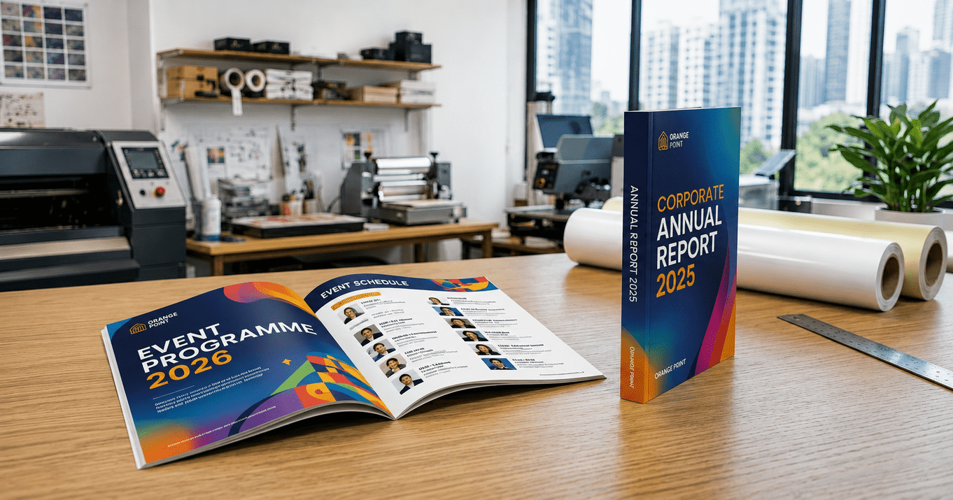 Perfect bind booklet and saddle stitch booklet displayed side by side to compare booklet binding options for professional printing.