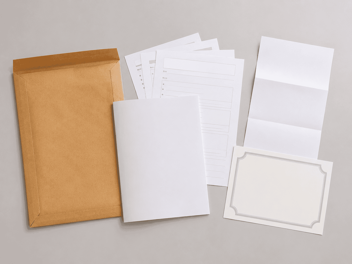 A printed student study pack - workbook, worksheets, welcome letter and certificate laid out
