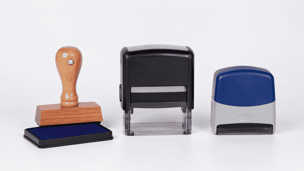 Traditional, self-inking and pre-inked rubber stamps compared side by side